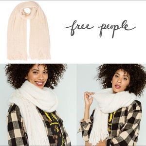NWT✨Free People Women's Whisper Fringe Blanket Scarf ivory